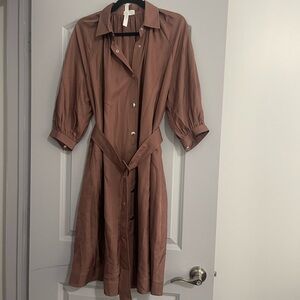 Chic Long Sleeve Brown Dress